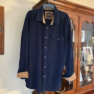 CQR Navy Blue Button-Up Flannel Shirt 100% Cotton Size 2XL Tall